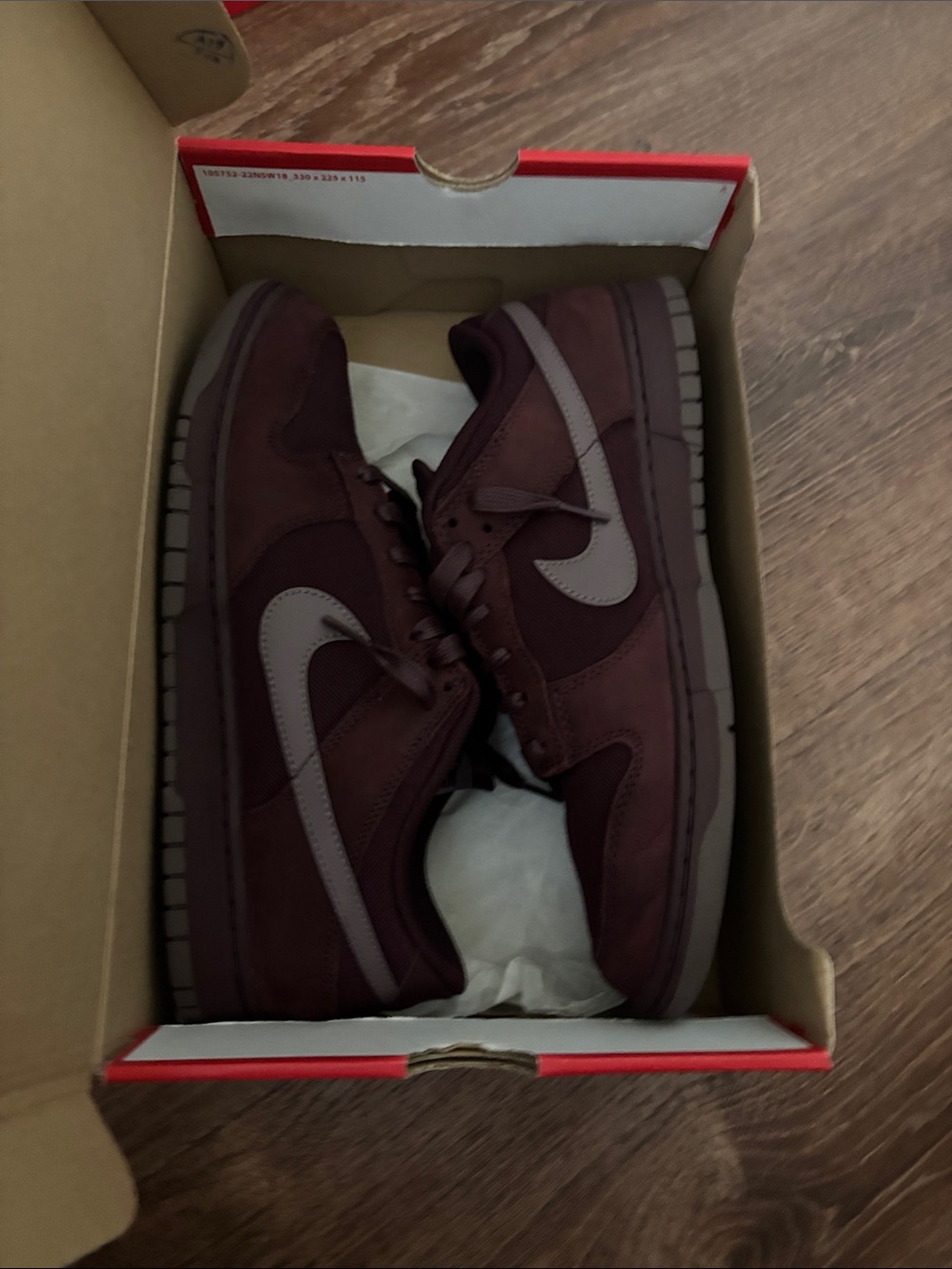 Nike Men's Dunk Low Maroon with Grey Swoosh